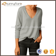 Fashionable v neck cashmere sweaters jumper for women